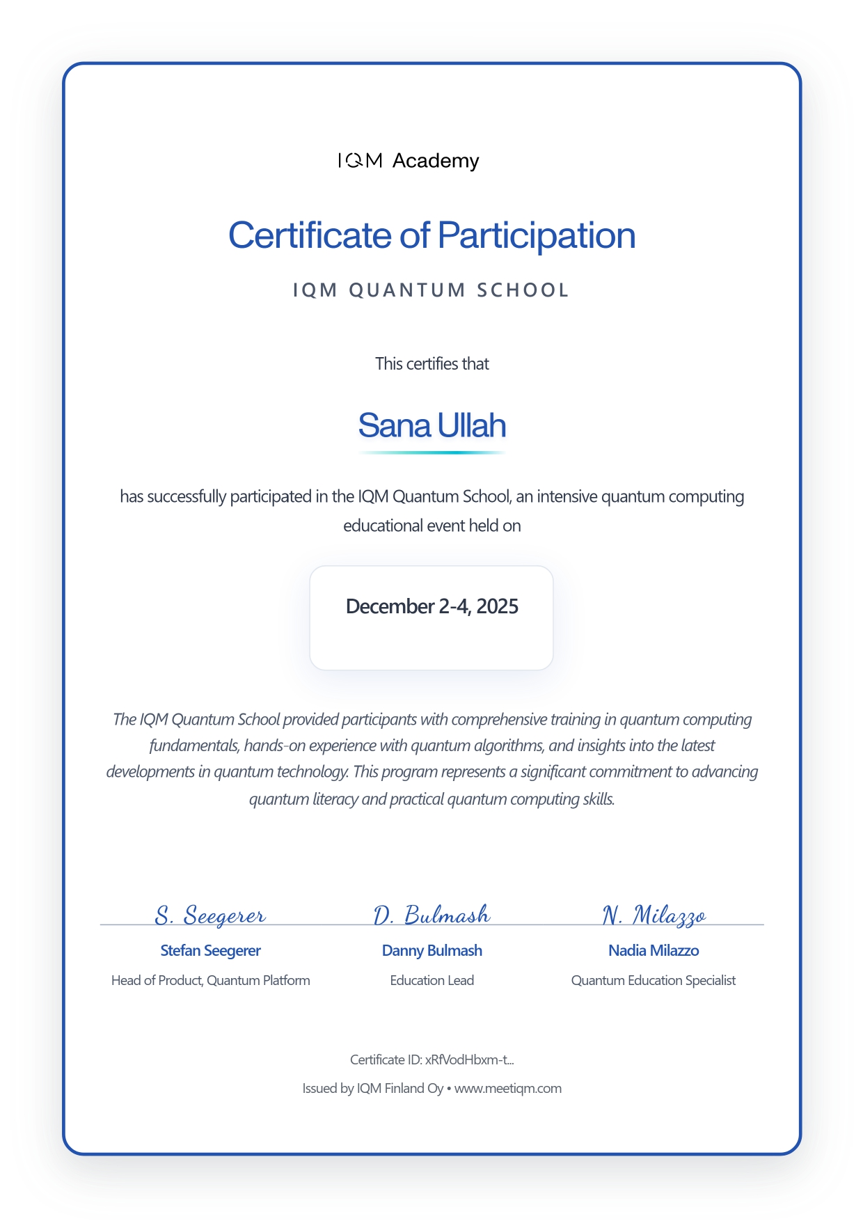 IQM Quantum Winter School
